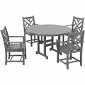 Polywood Chippendale 5-Piece Slate Grey Dining Set with 4 Arm Chairs 633PWS1221GY